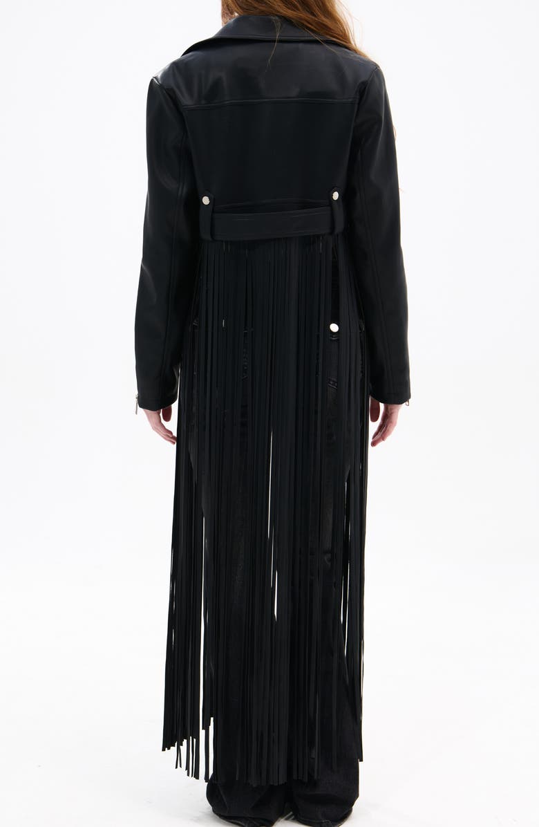 Maxi Fringe Faux Leather Moto Jacket