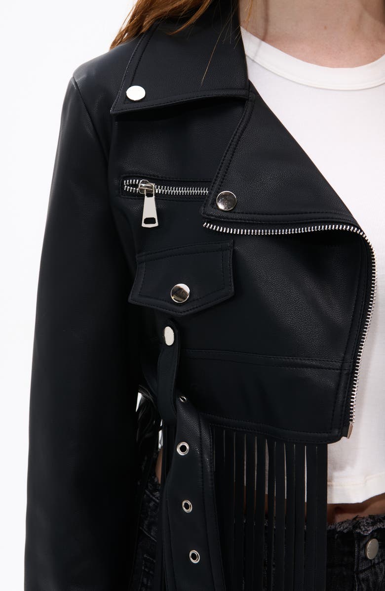 Maxi Fringe Faux Leather Moto Jacket