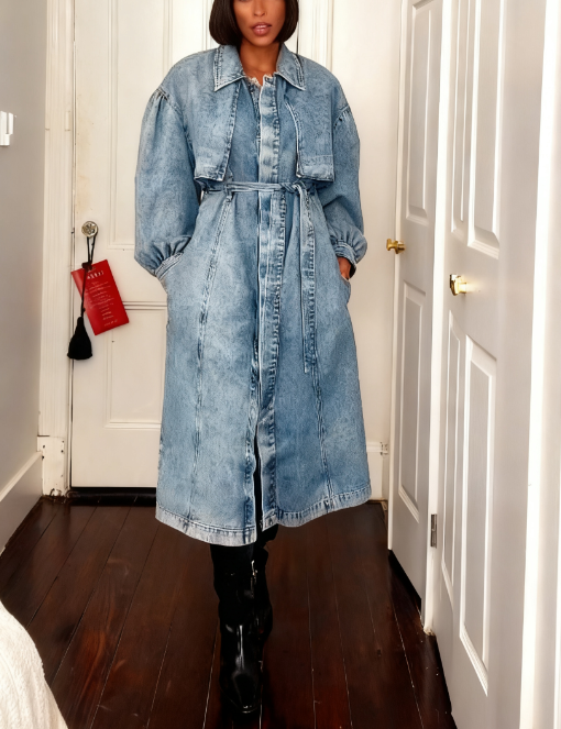 Denim Trench With Detachable Cape