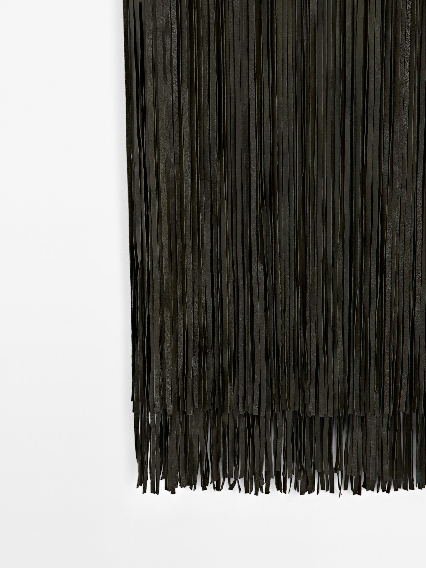Leather Midi Skirt With Fringing