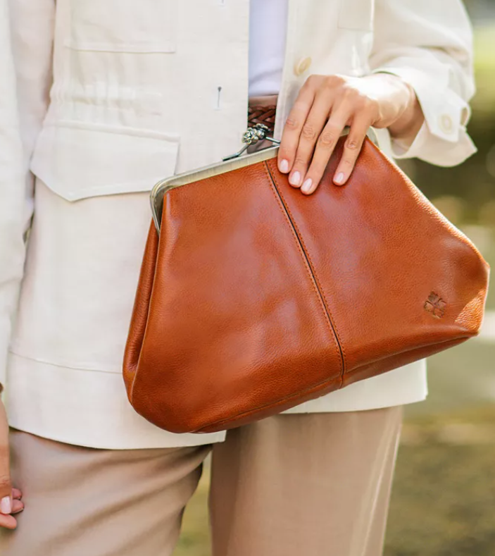 Leather Kisslock Bag