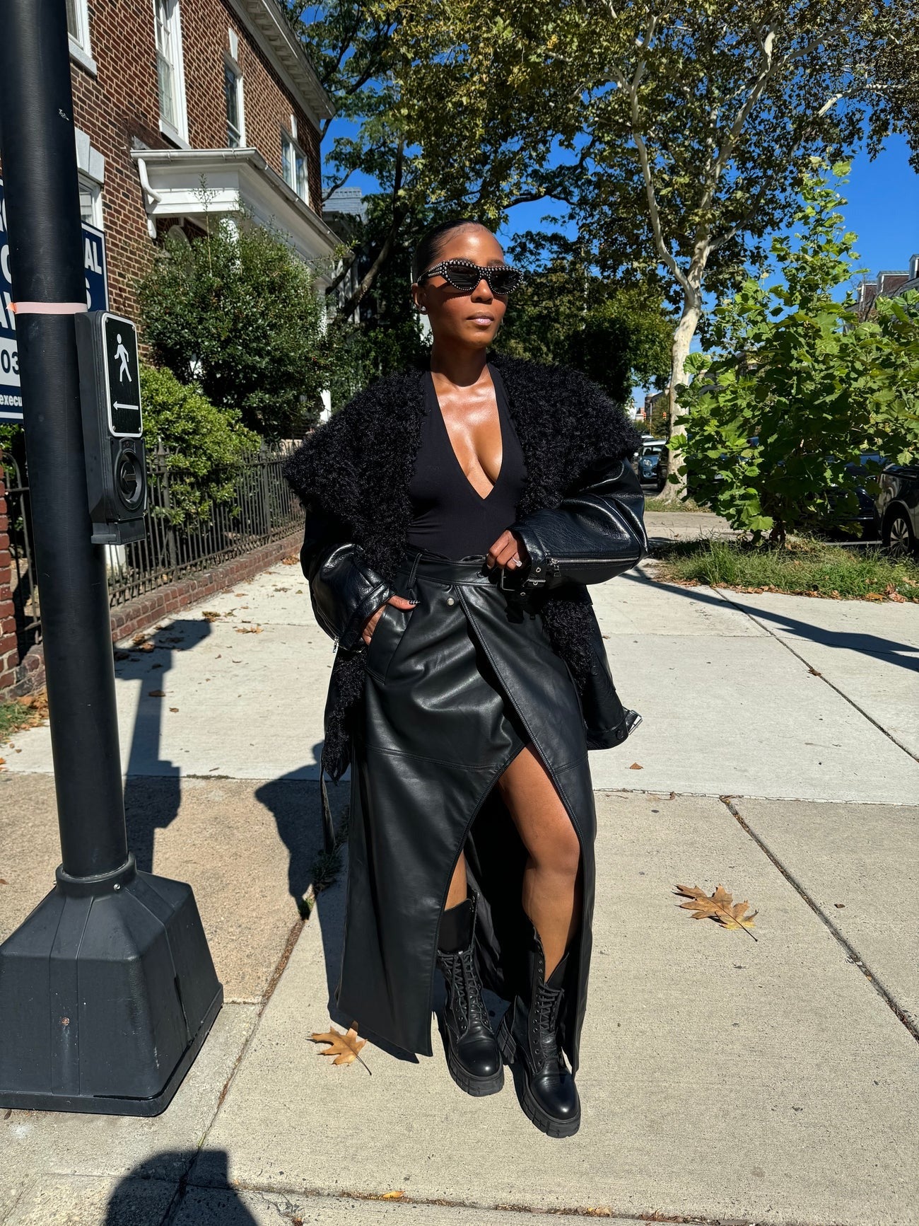 Lapel Shearling Bomber Jacket