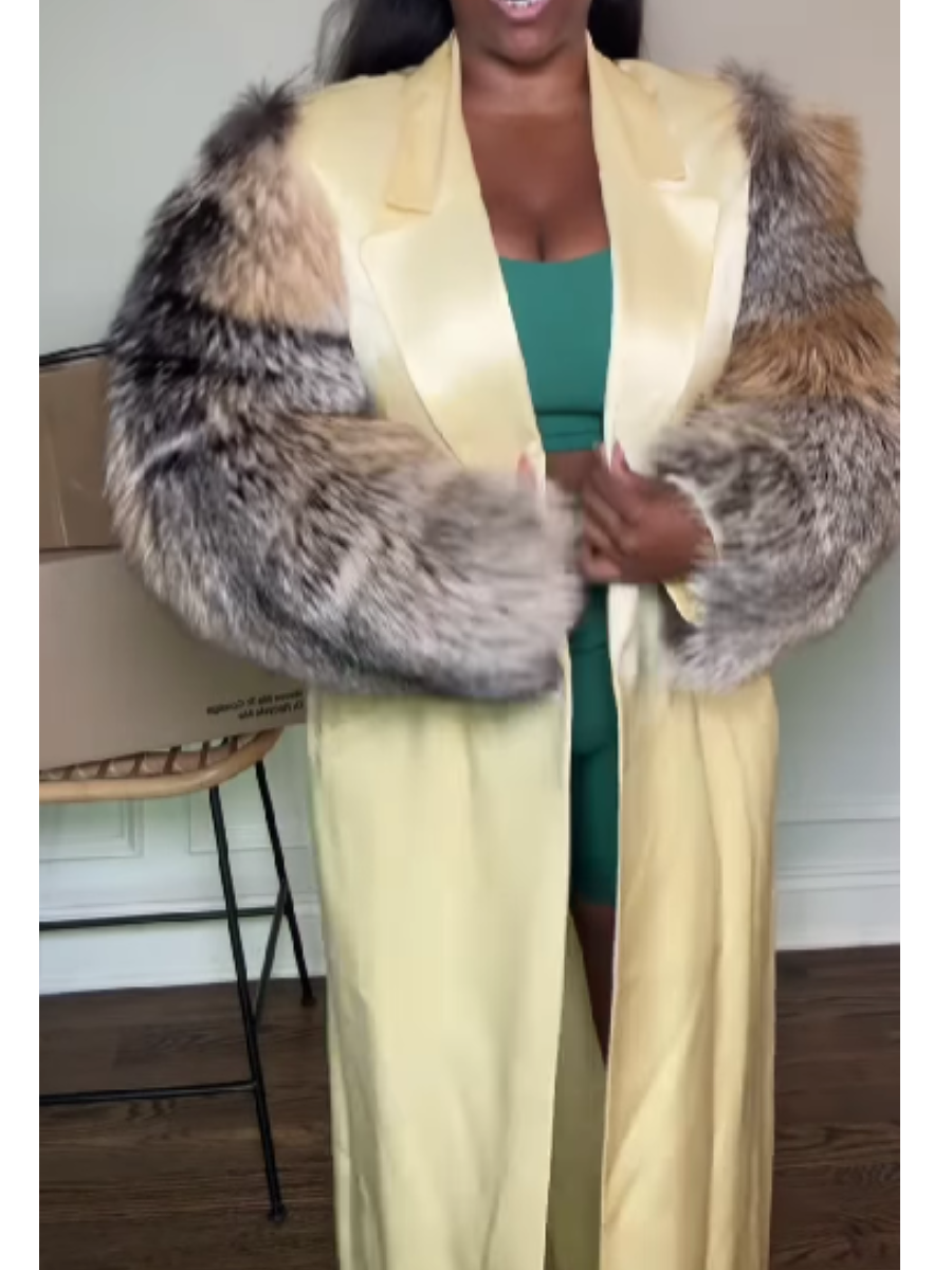Satin Double Breasted Fur Coat