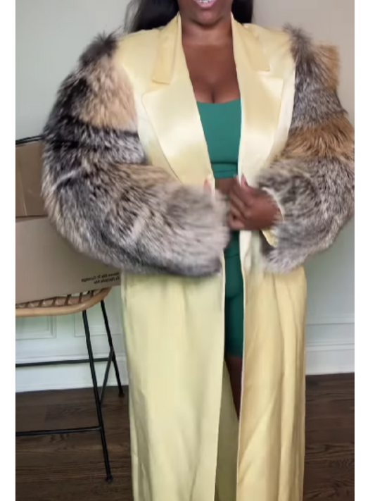 Satin Double Breasted Fur Coat