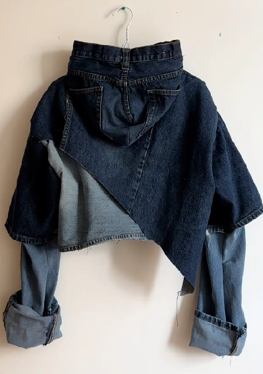 Hooded Cropped Denim Top