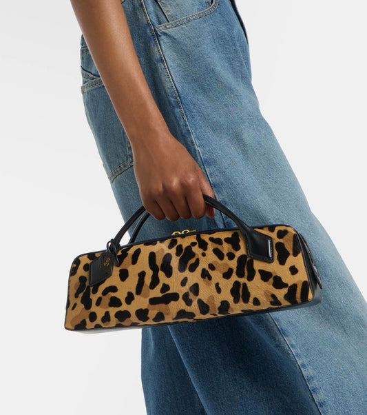 Leopard-print Calf Hair Clutch
