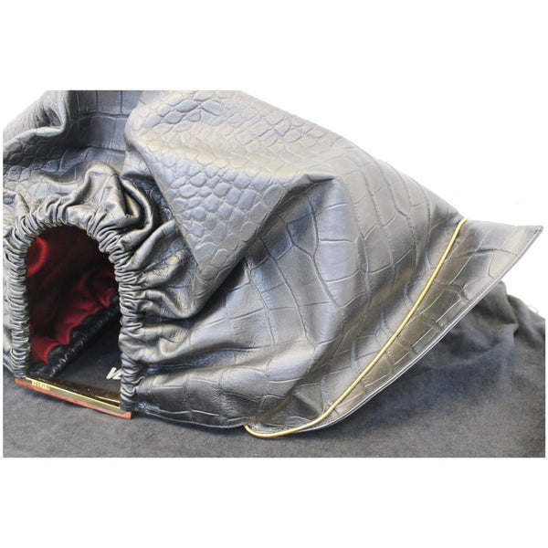 Large Scale Embossed Leather Satchel Bag