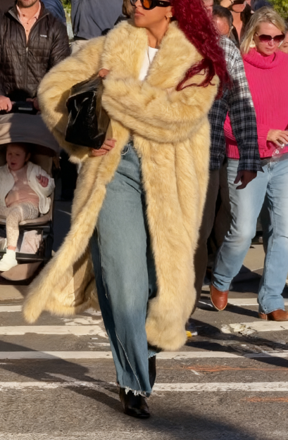 Light Beige Faux Fur Super-Long Coat