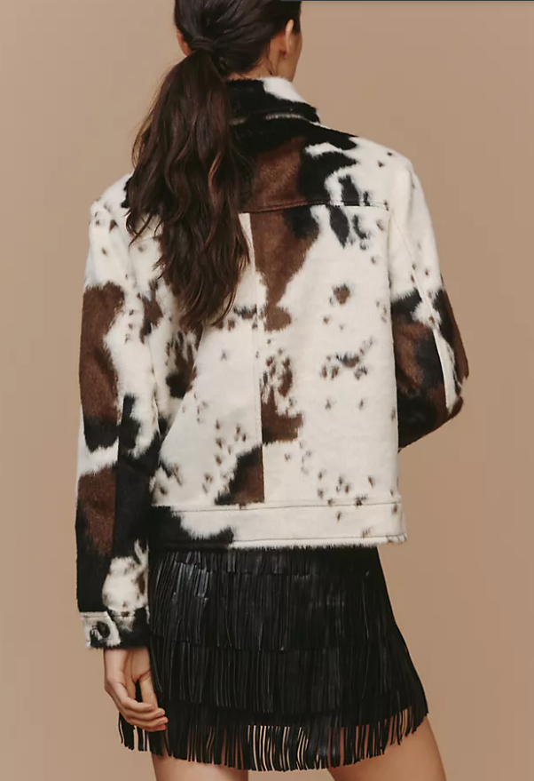 Faux Fur Cow Print Jacket