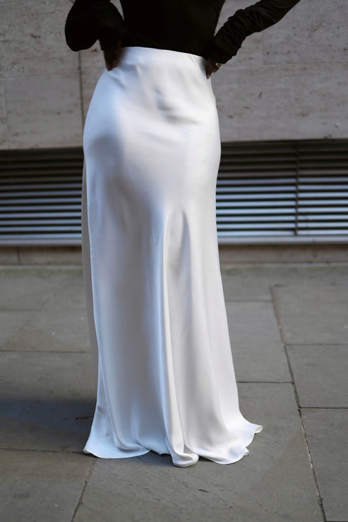 Bias Cut High Waist Satin Maxi Skirt