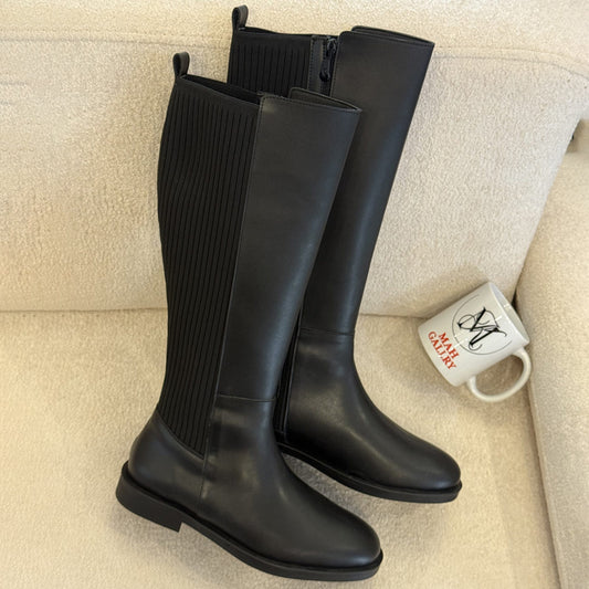 Stretch Flat High Knights Boots