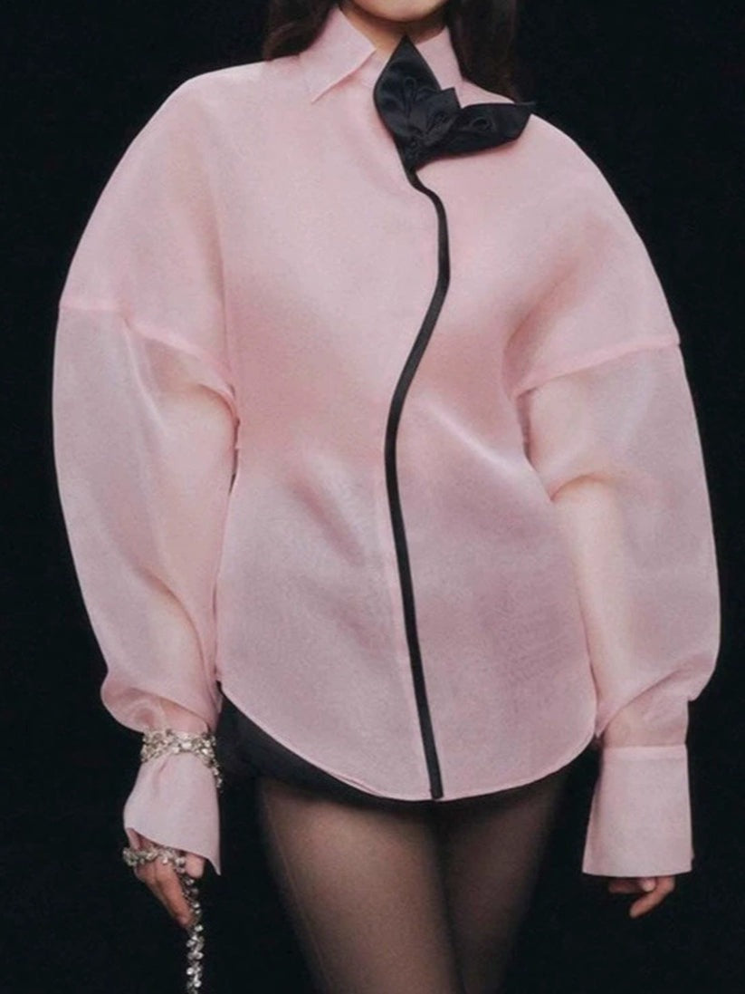 Lapel Floral Shirt & Suspender Rounded Corset Pants Set
