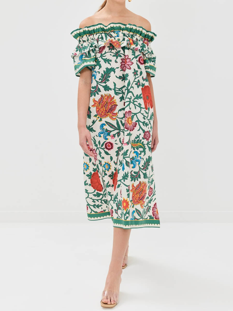 Off Shoulder Floral Print Dress