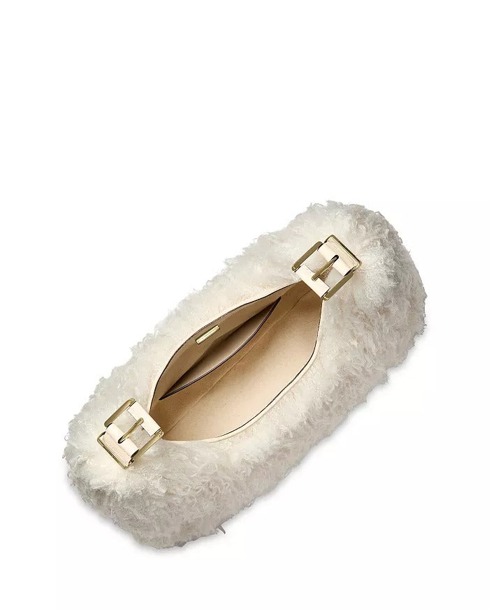 Faux Shearling Hobo Shoulder Bag