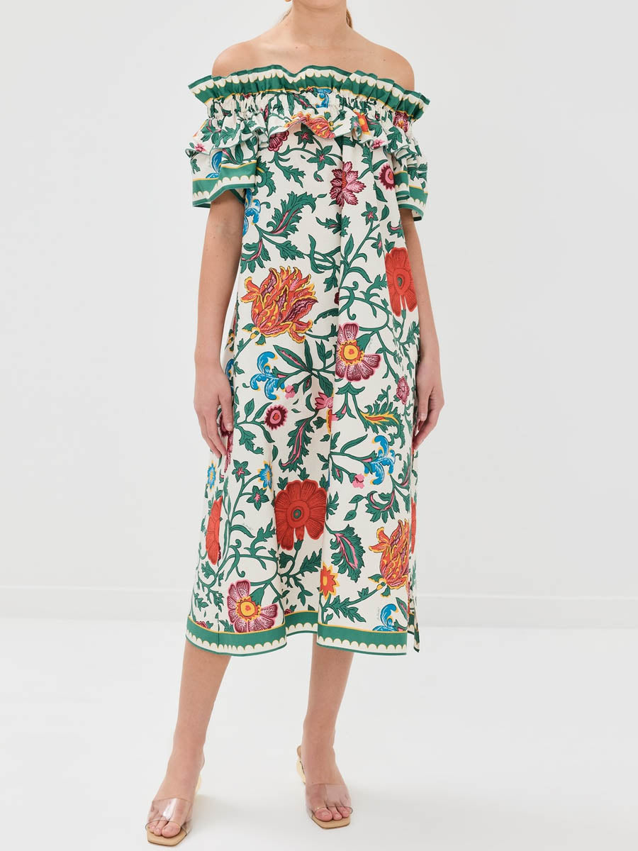 Off Shoulder Floral Print Dress