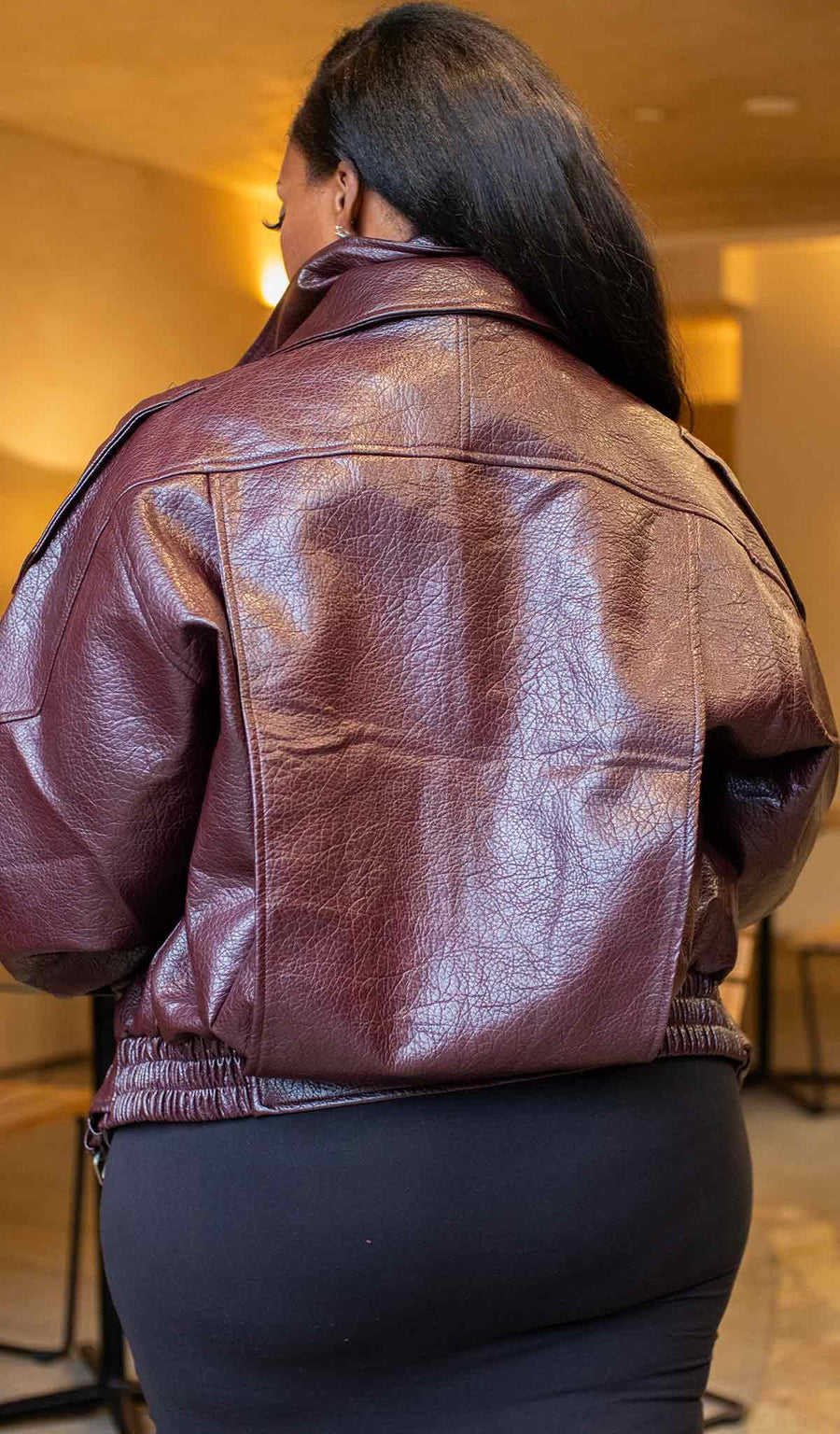 Wine Down Faux Leather Jacket