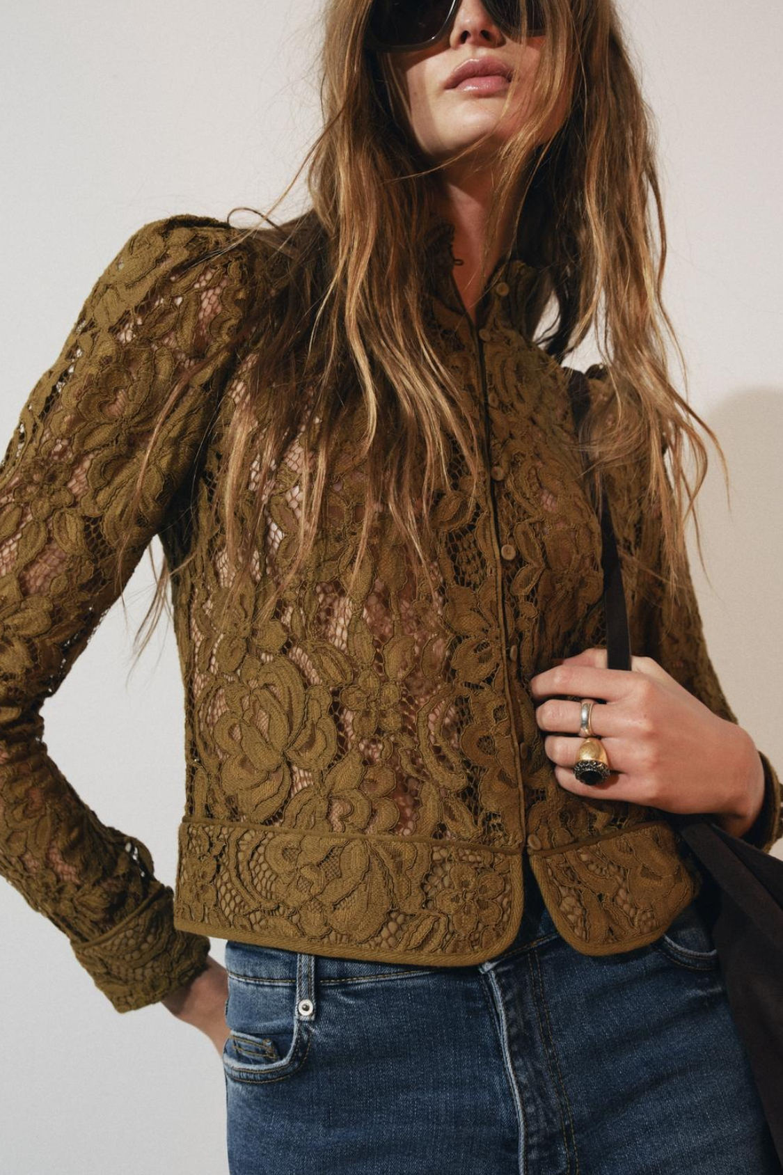 Lace Jacket With Puff Sleeves