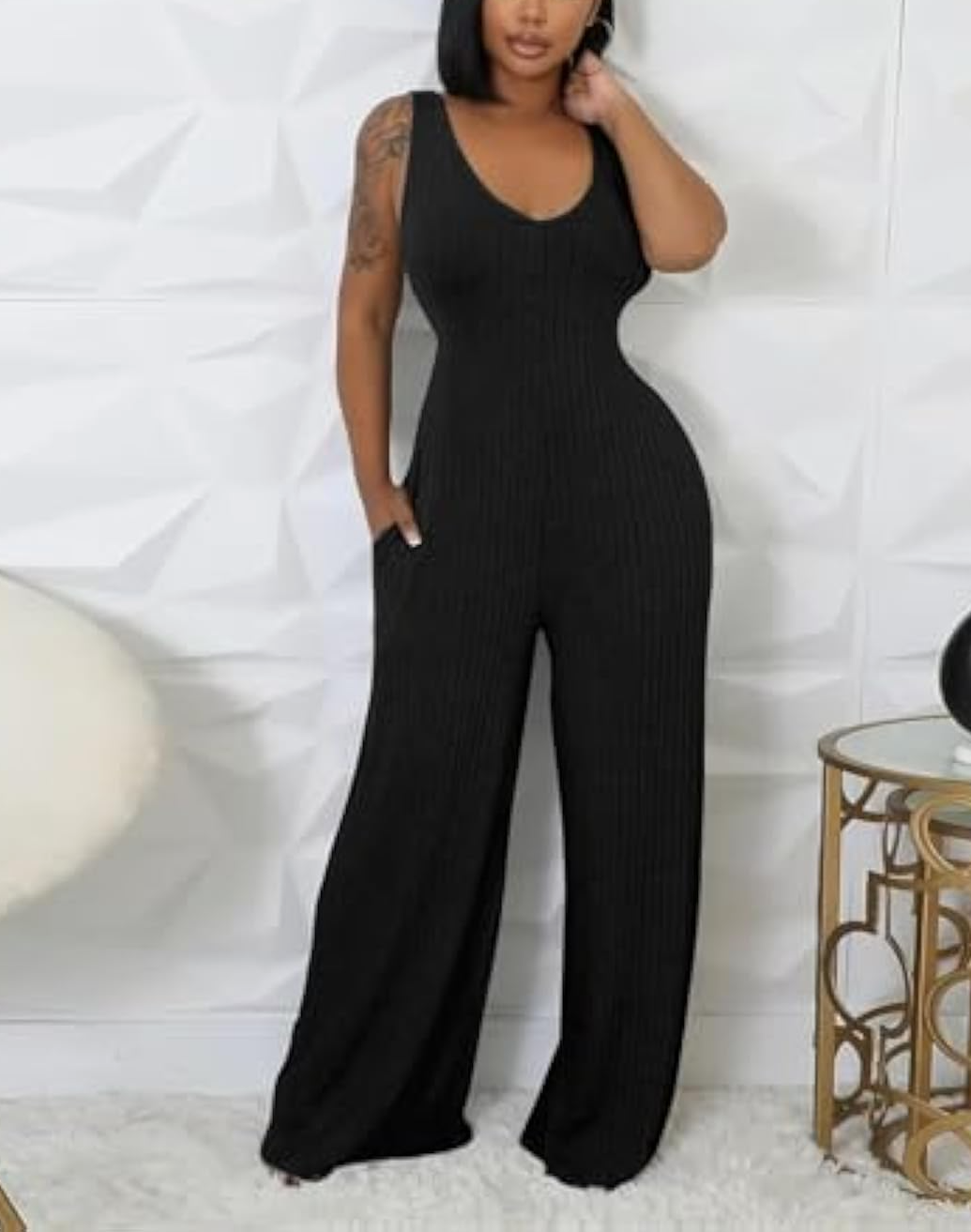 Long Sleeve Cape-style Vest Jumpsuit Set