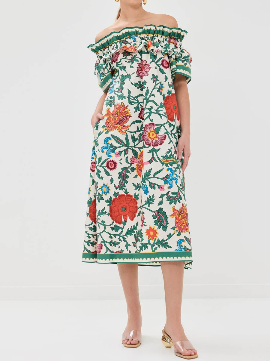Off Shoulder Floral Print Dress