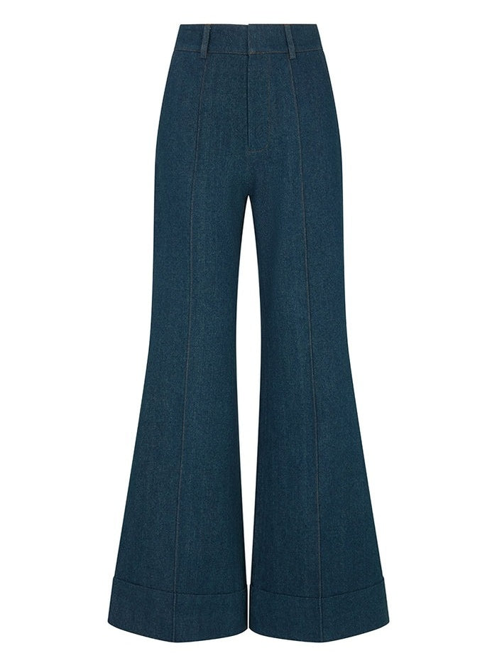 Backless Denim Peplum Top & Pant