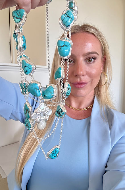 Silver Turquoise Large Necklaces