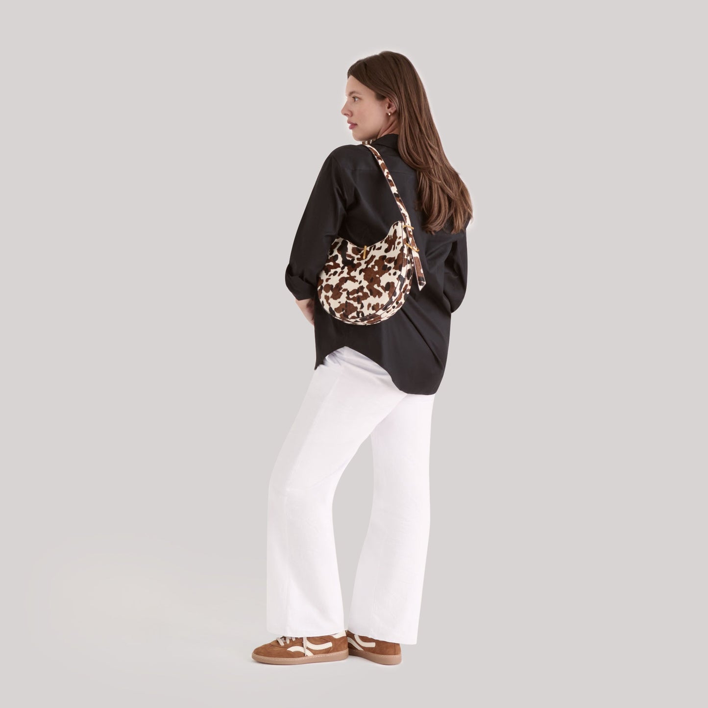 Leopard-print Deerskin Shoulder Bag