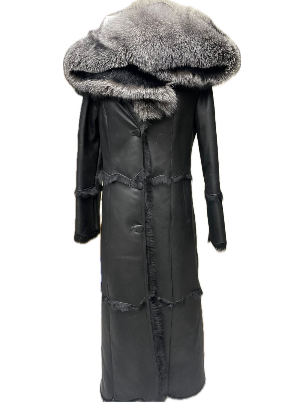 Crystal Fox Fur Large Collar Long Fur Collar Hooded Jacket