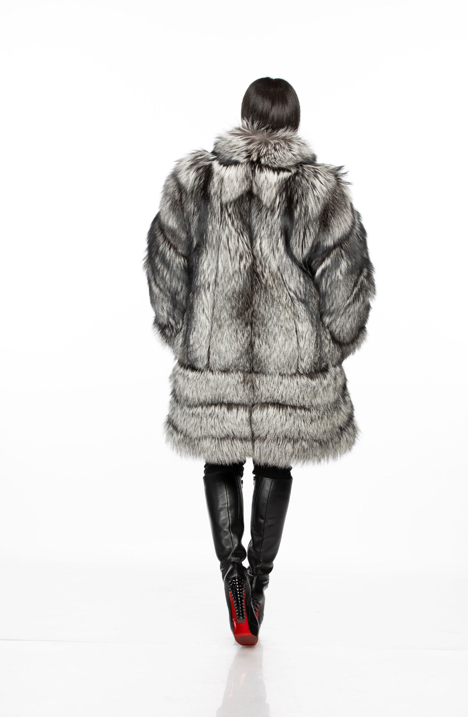 Eco-Friendly Silver Fox Fur Coat