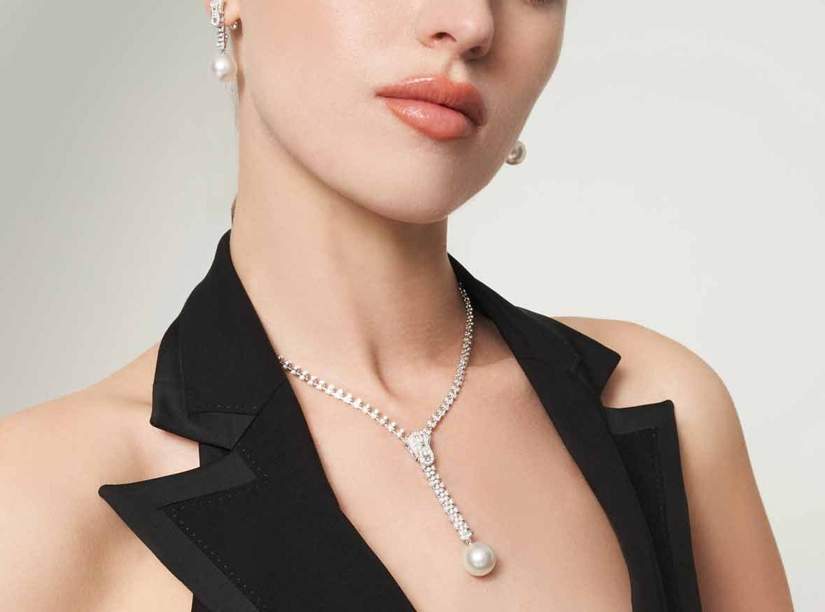 Pearl And Diamond Zip Necklace