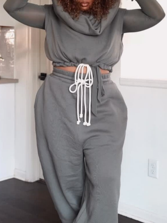 Capped Sleeve Drawstring Waist Two Pieces Set