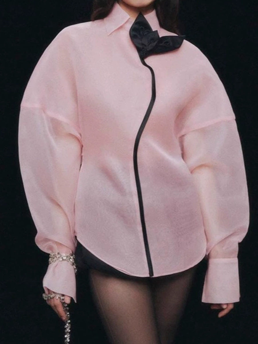 Lapel Floral Shirt & Suspender Rounded Corset Pants Set