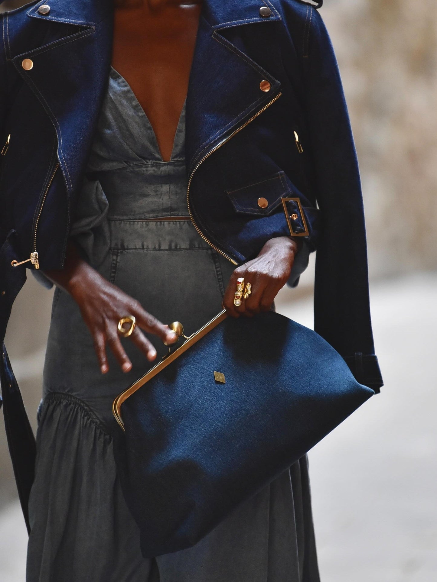 Oversize Coin Purse In Vintage Denim