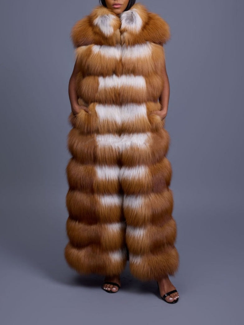 Long Eco-friendly Fox Fur Vest
