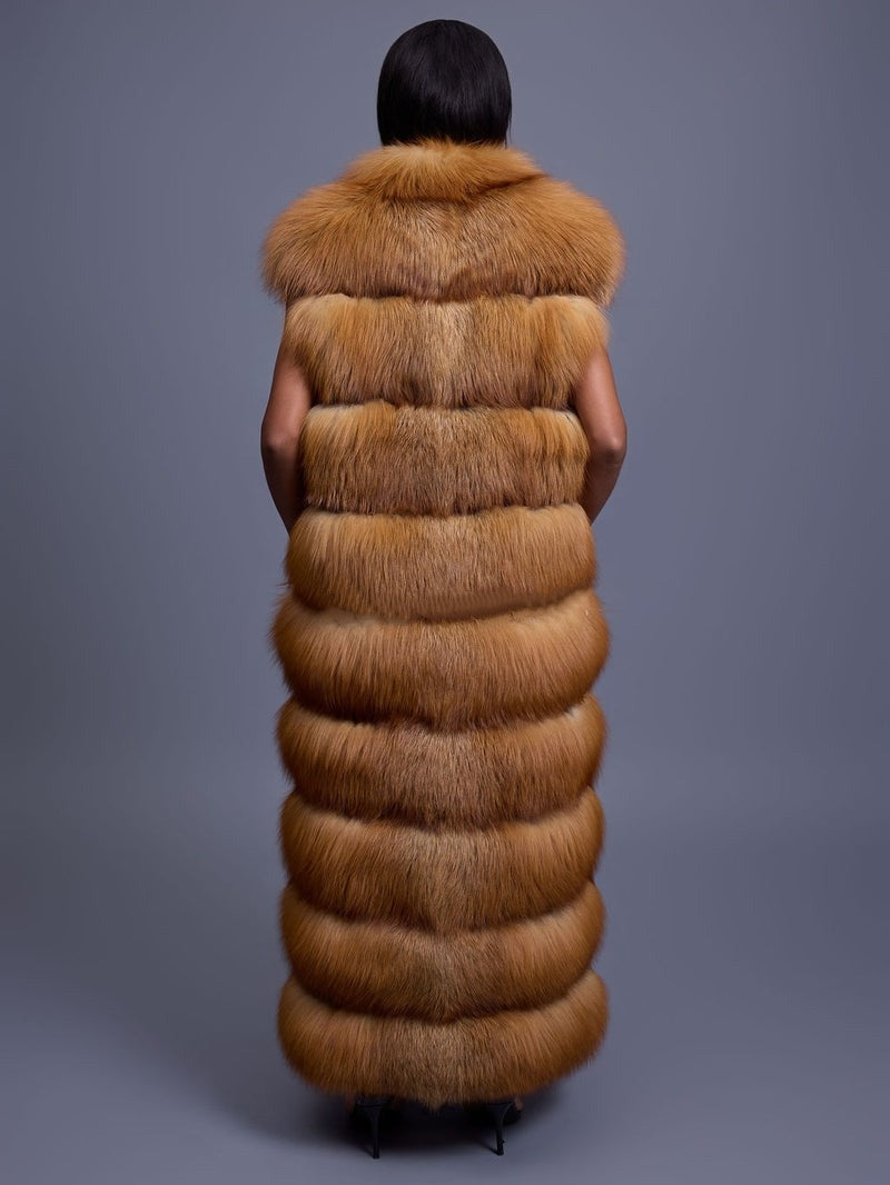 Long Eco-friendly Fox Fur Vest