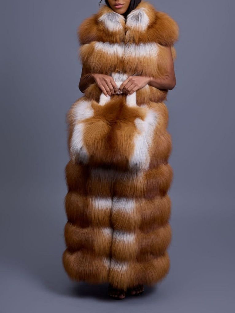 Long Eco-friendly Fox Fur Vest