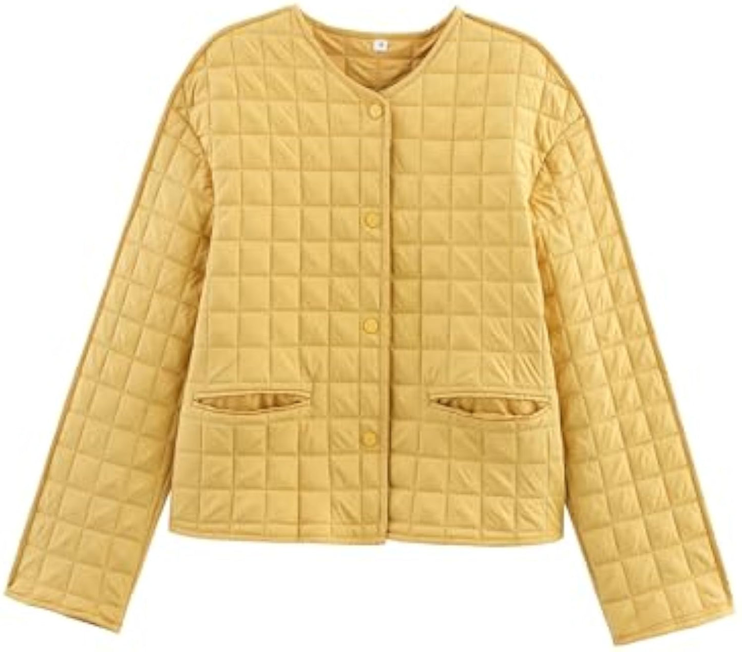 Women's Casual Collarless Long Sleeve Lightweight Quilted Puffer Jackets