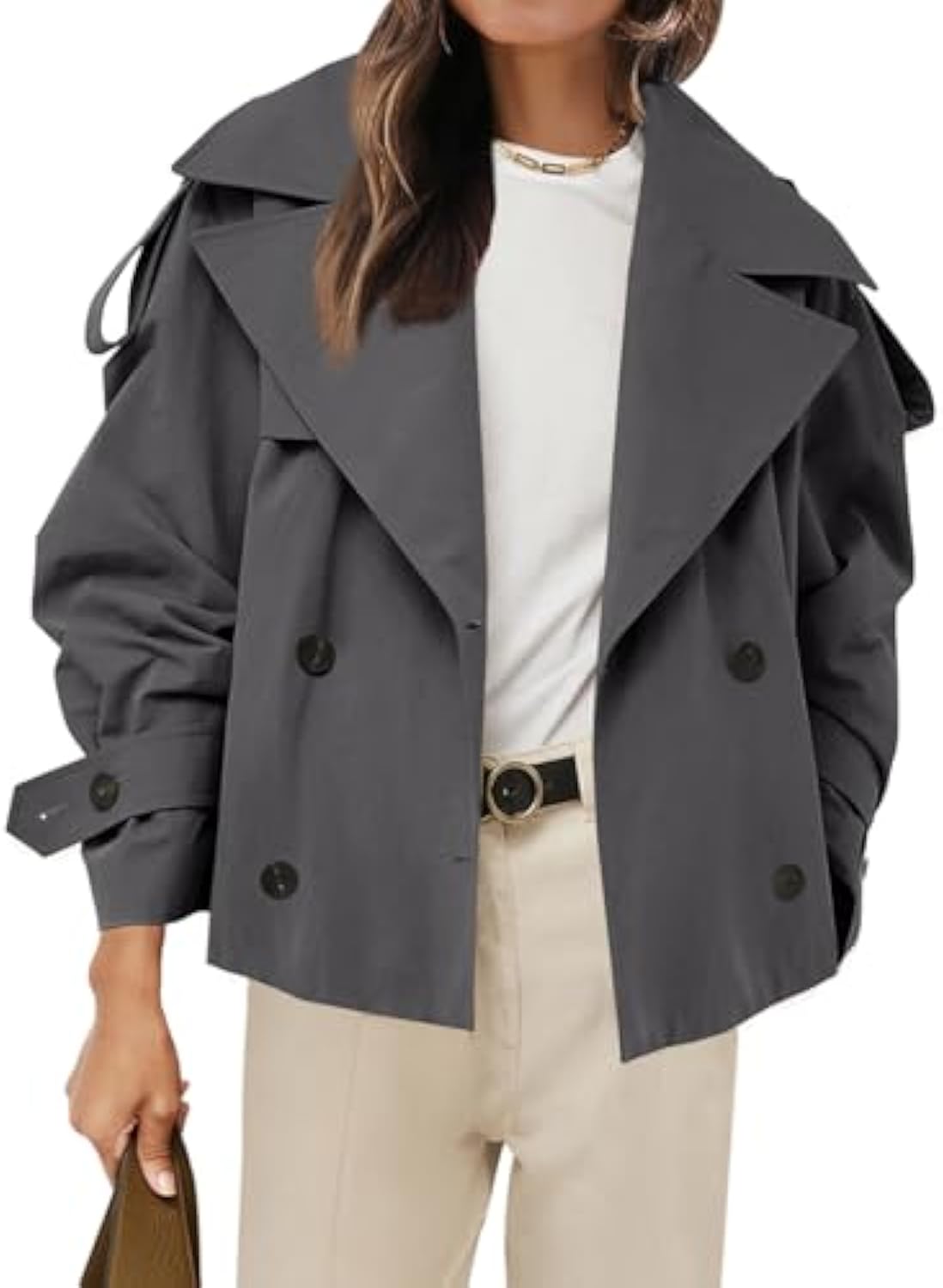 Short Double-breasted Fashionable Jacket With Belt