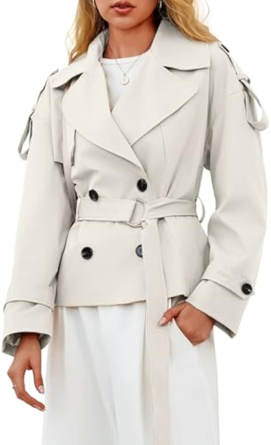 Short Double-breasted Fashionable Jacket With Belt