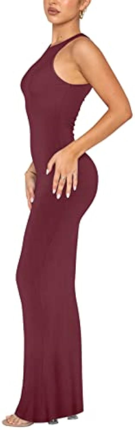 Women's Elegant Sleeveless Halter Neck Bodycon Maxi Dresses