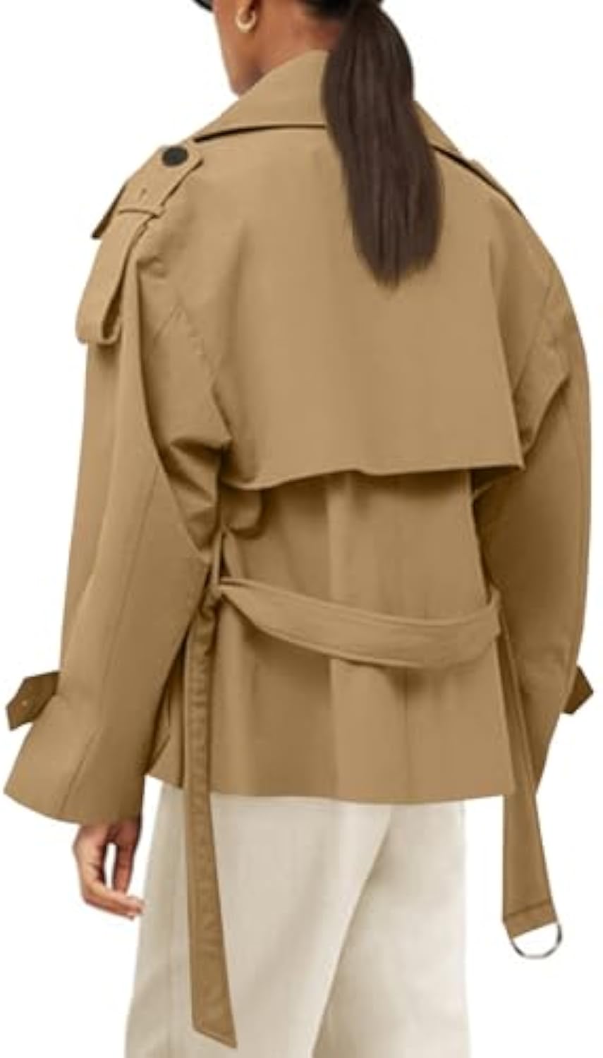 Short Double-breasted Fashionable Jacket With Belt