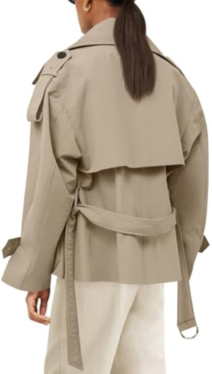 Short Double-breasted Fashionable Jacket With Belt