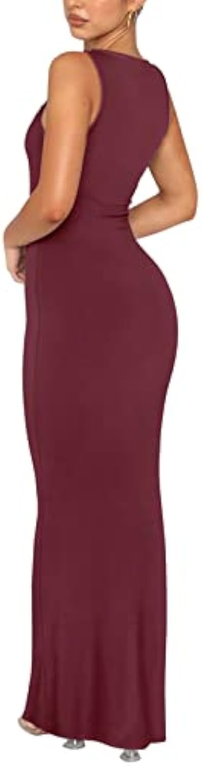 Women's Elegant Sleeveless Halter Neck Bodycon Maxi Dresses
