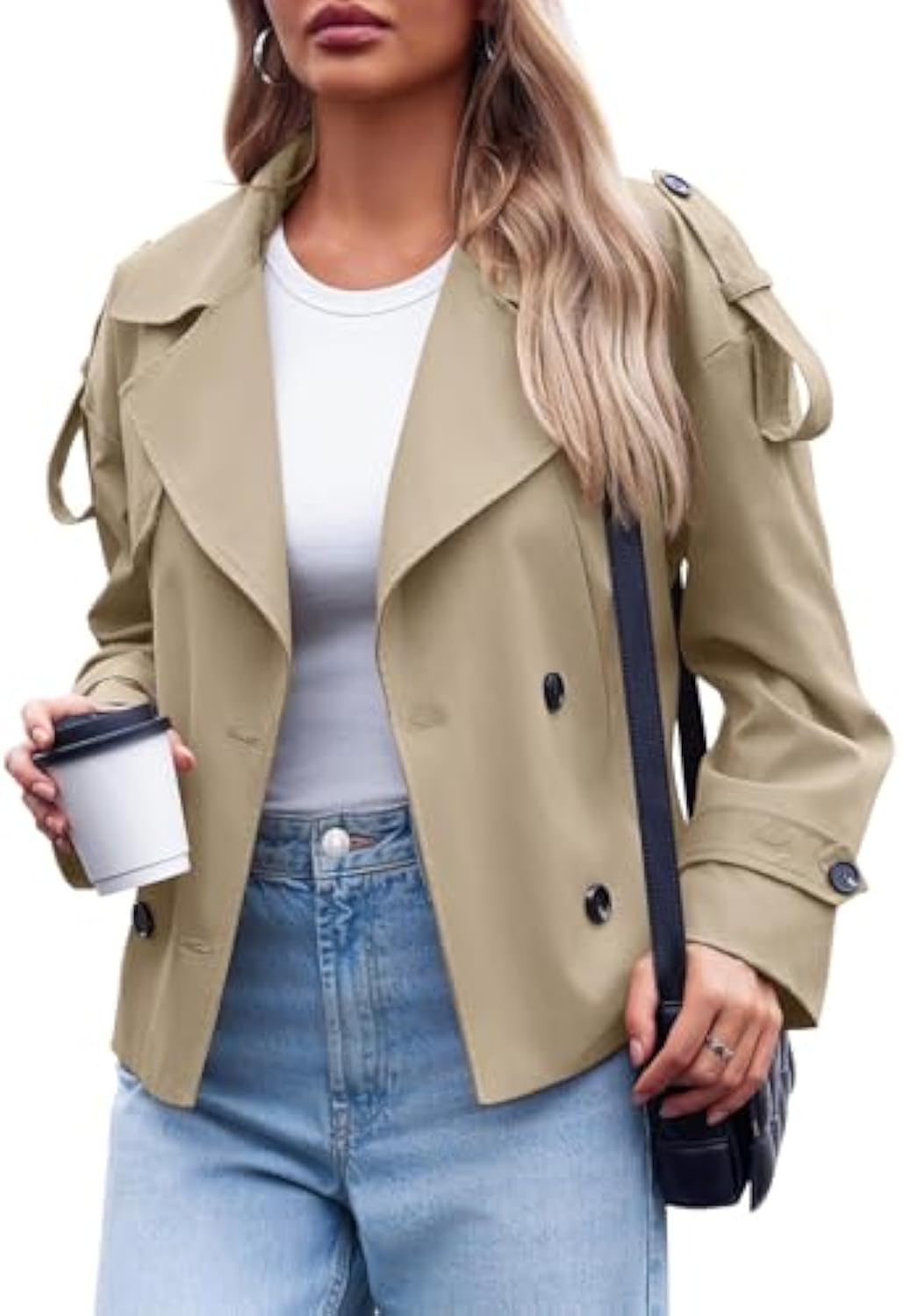 Short Double-breasted Fashionable Jacket With Belt