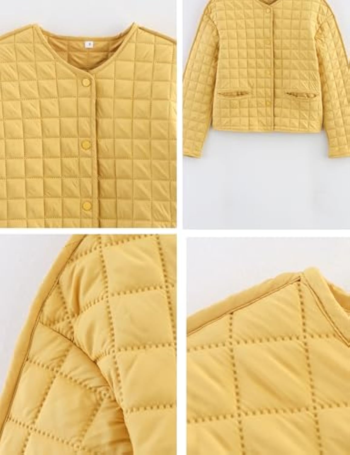 Women's Casual Collarless Long Sleeve Lightweight Quilted Puffer Jackets