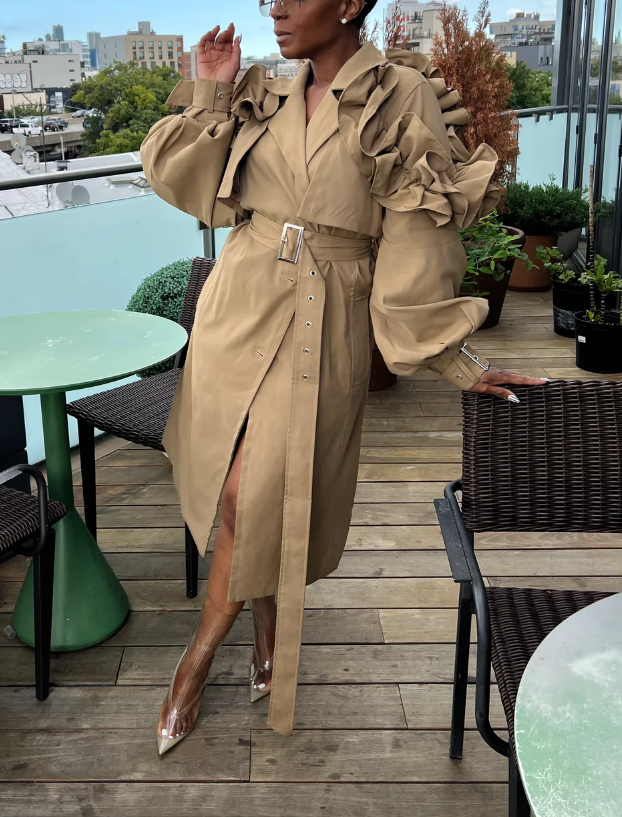 Elegant Ruffled Patchwork Lace-up Waist Coat