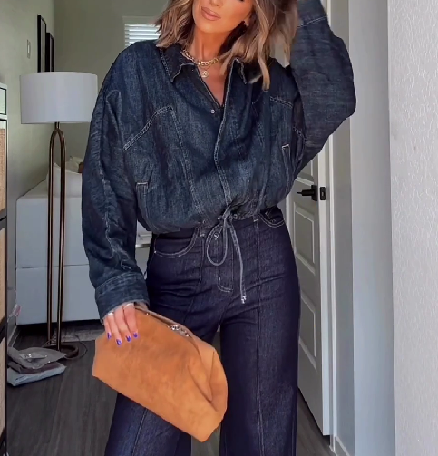 Batwing Sleeve Denim Jacket