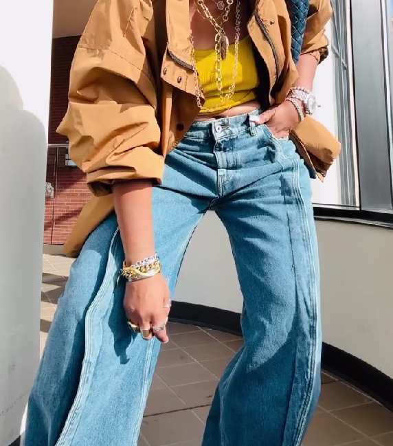 Retro Patchwork Denim Wide-leg Pants