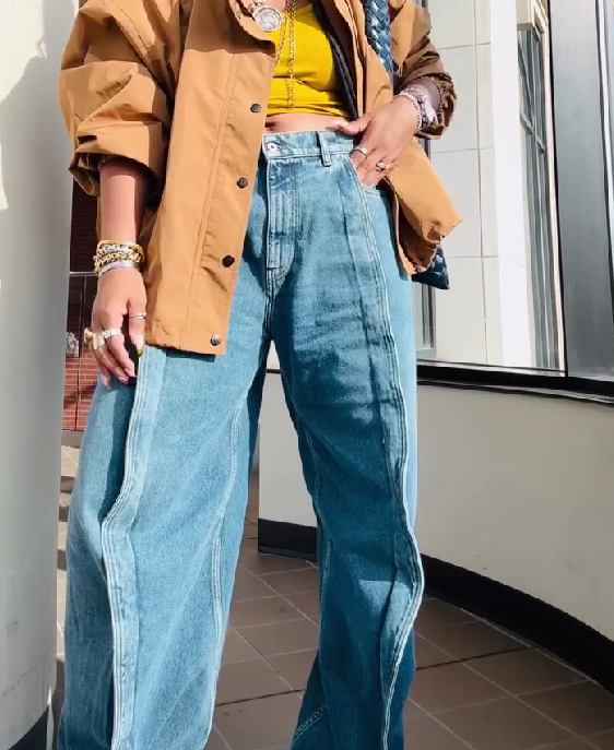 Retro Patchwork Denim Wide-leg Pants