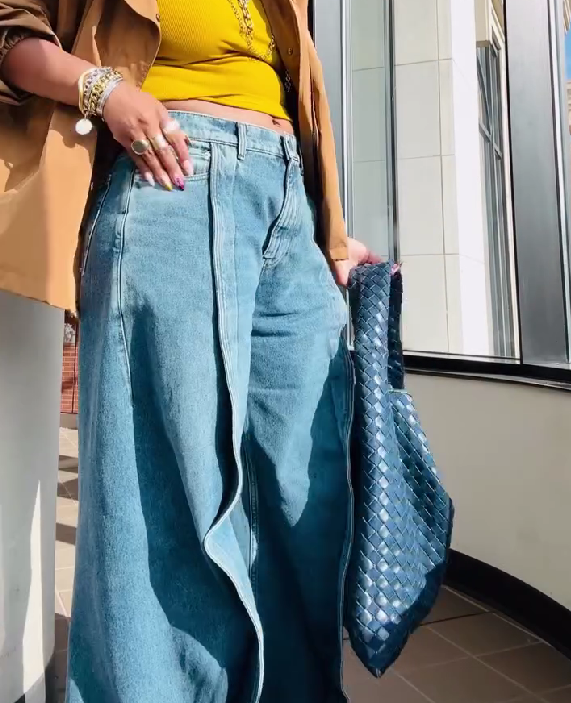 Retro Patchwork Denim Wide-leg Pants