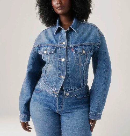 Washed Denim Long Sleeve Jacket with Lace Back